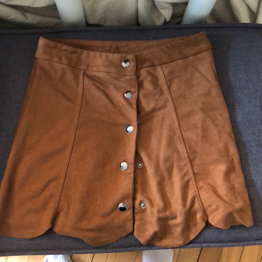 Suede button up skirt